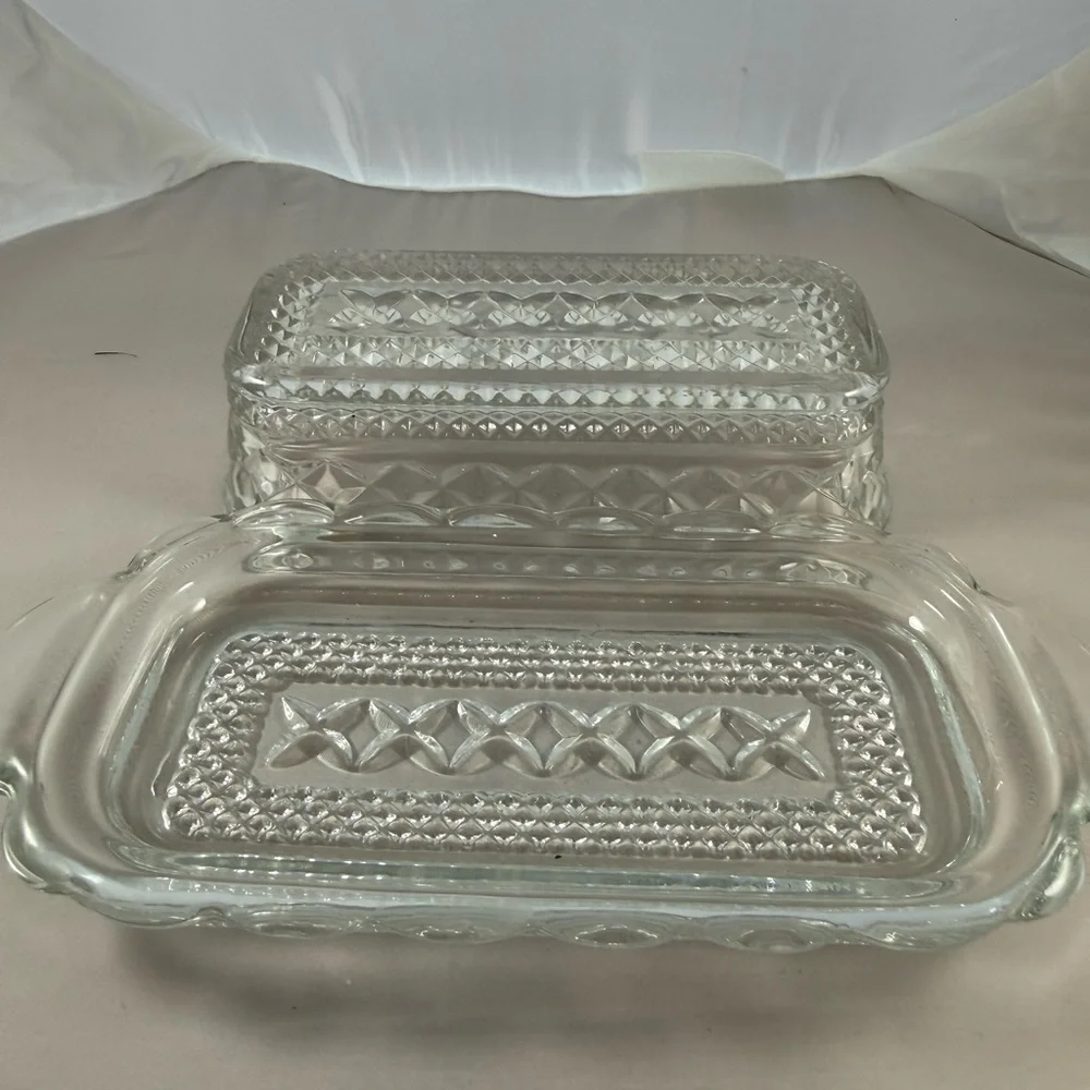Vintage Butter Dish with Lid by Anchor Hocking- Wexford Diamond Pattern